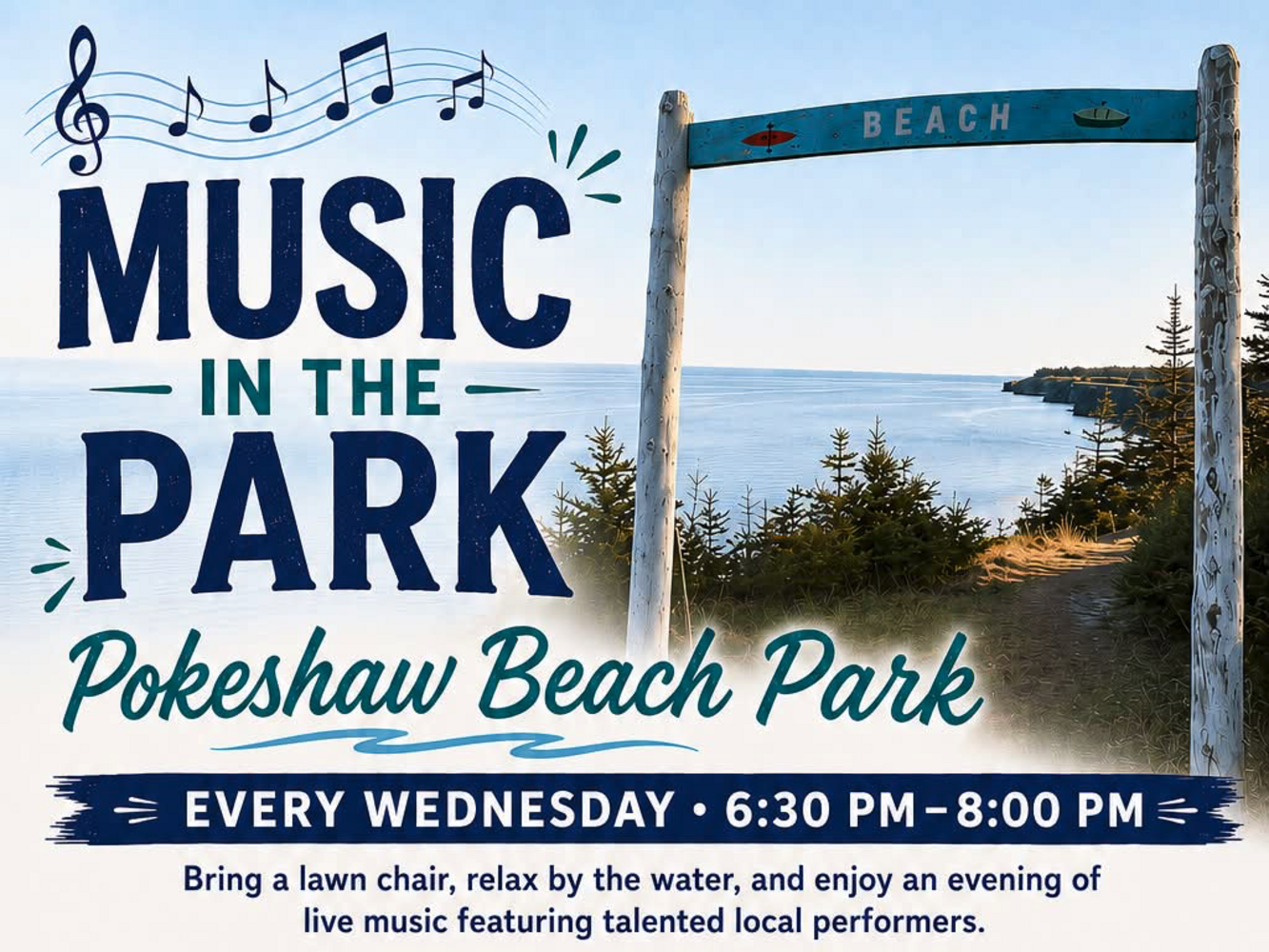 Musique au parc de la plage Pokeshaw